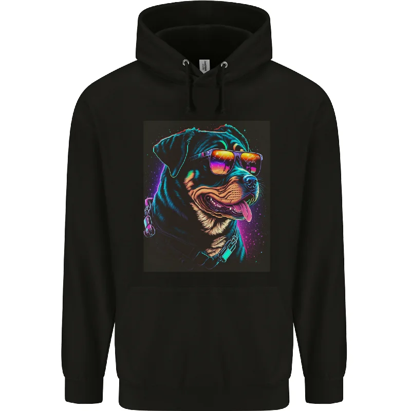 A Cool Rottweiler With Glasses Dog Mens 80% Cotton Hoodie