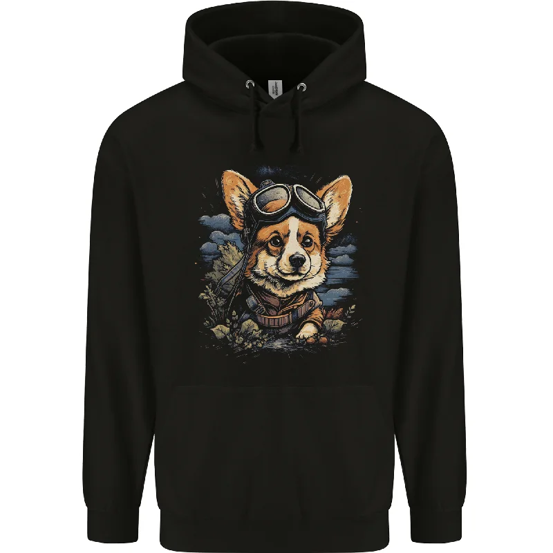 A Cute Corgi Mens 80% Cotton Hoodie