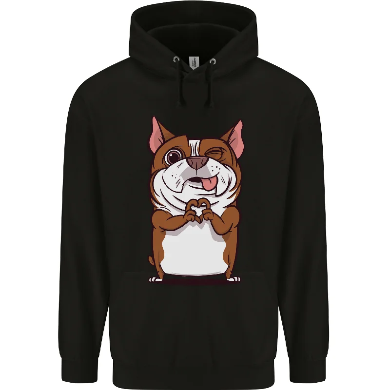 A Cute Dog With a Heart Sign Mens 80% Cotton Hoodie