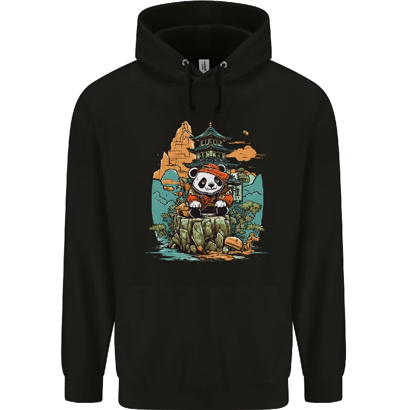 A Cute Panda Bear Mens 80% Cotton Hoodie