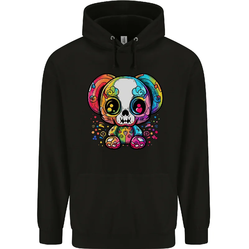 A Cute Teddy Bear Demon Skull Mens 80% Cotton Hoodie