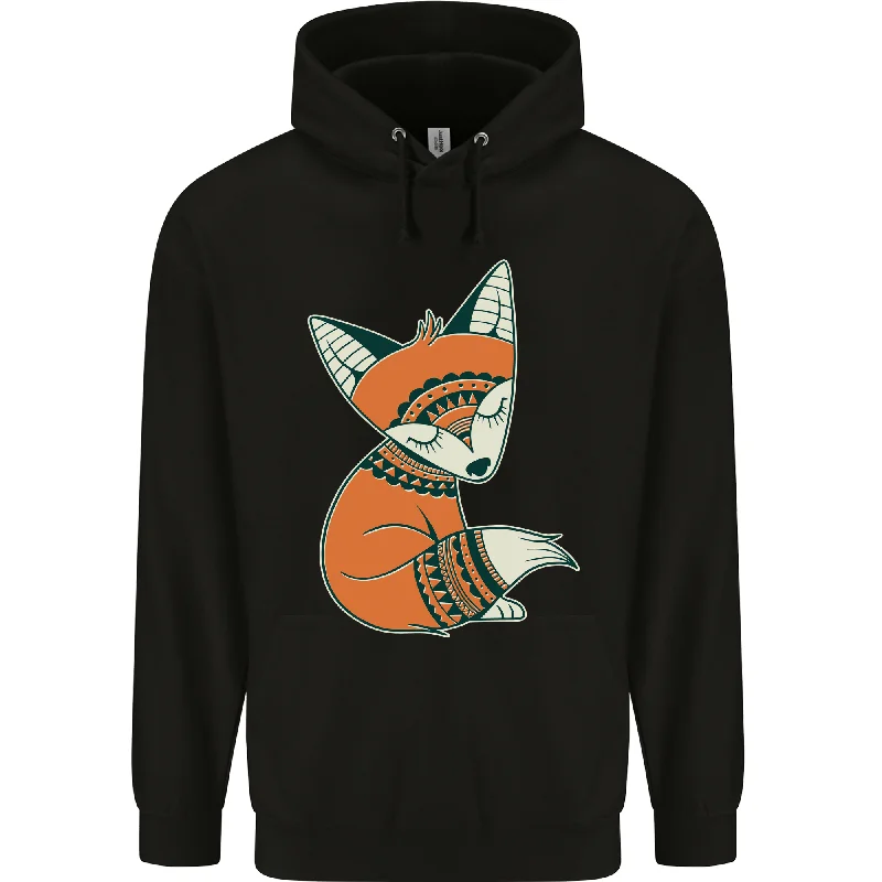 A Cute Tribal Fox Mens 80% Cotton Hoodie