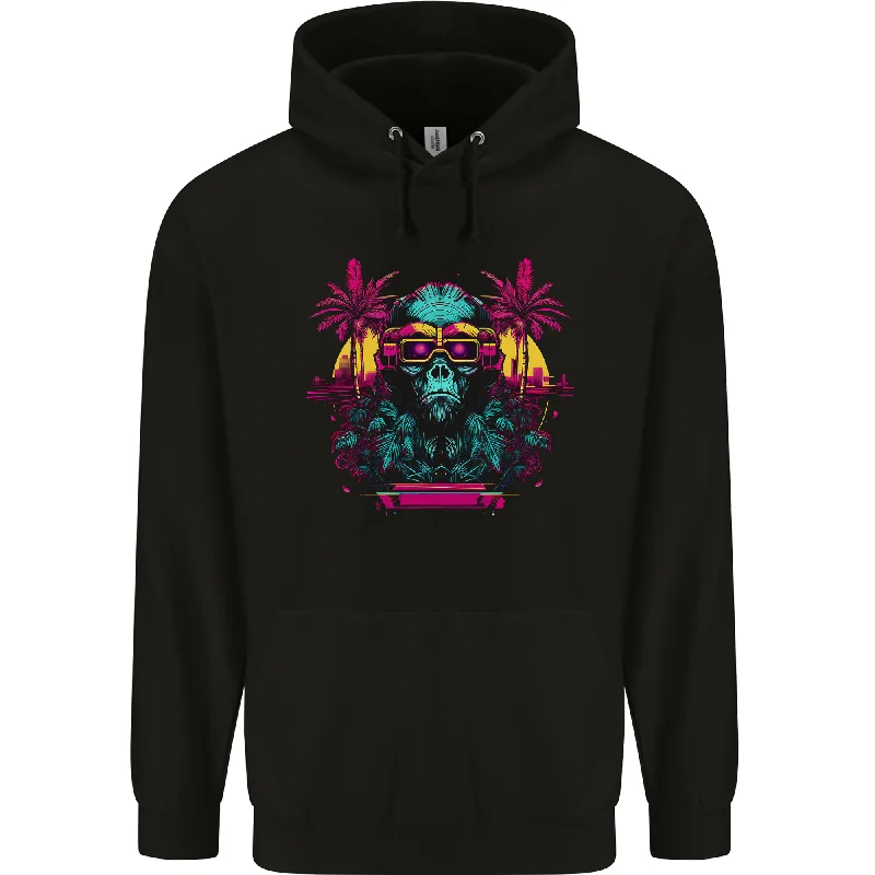 A Cyberpunk Monkey Mens 80% Cotton Hoodie