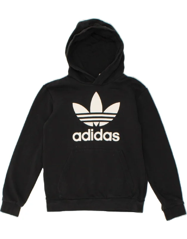 ADIDAS Boys Graphic Hoodie Jumper 11-12 Years Black Cotton Hoodie with Back Slit Movement Comfort ADIDAS Boys Graphic Hoodie Jumper 11-12 Years Black Cotton Hoodie with Back Slit Movement Comfort