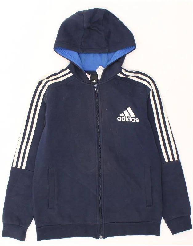 ADIDAS Boys Zip Hoodie Sweater 13-14 Years Navy Blue Cotton Hoodie with Ribbed Neckline Snug Warm ADIDAS Boys Zip Hoodie Sweater 13-14 Years Navy Blue Cotton Hoodie with Ribbed Neckline Snug Warm
