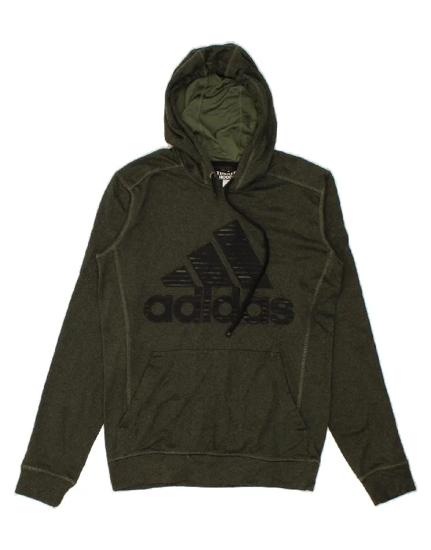 ADIDAS Mens Climawarm Graphic Hoodie Jumper Small Khaki