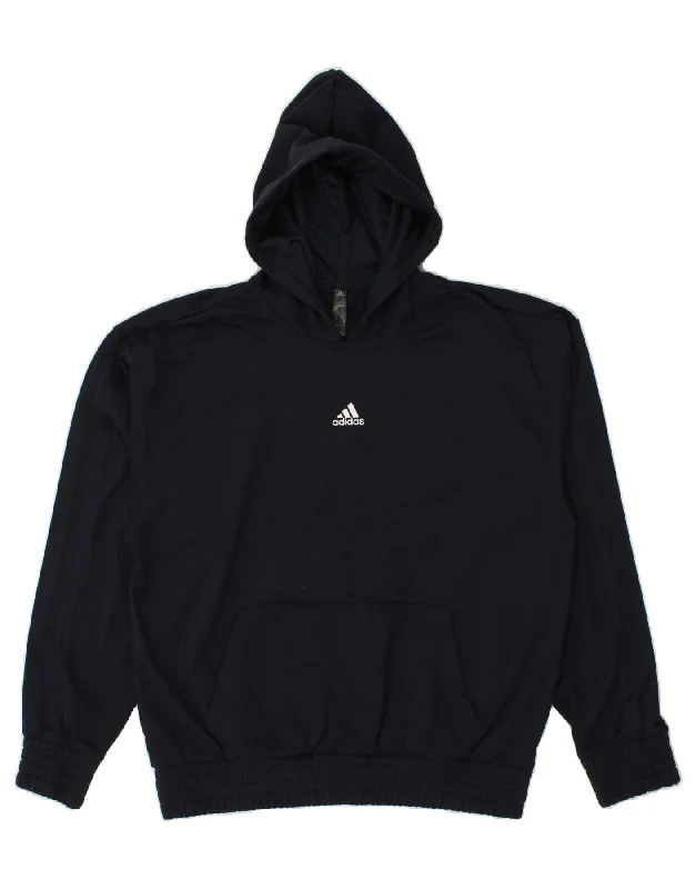 ADIDAS Mens Hoodie Jumper Medium Navy Blue Polyester Hoodie with Ribbed Cuffs Snug Fit Comfort ADIDAS Mens Hoodie Jumper Medium Navy Blue Polyester Hoodie with Ribbed Cuffs Snug Fit Comfort