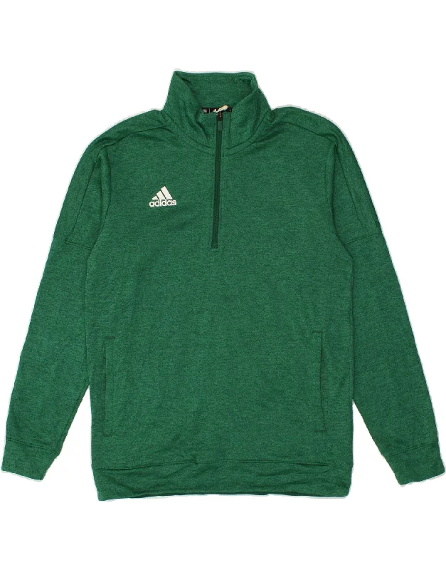 ADIDAS Mens Zip Neck Sweatshirt Jumper Large Green Polyester