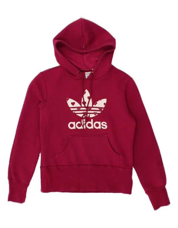 ADIDAS Womens Graphic Hoodie Jumper IT 44 Medium Pink Cotton