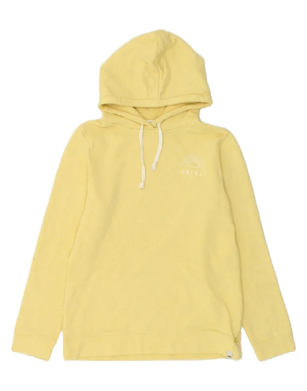ANIMAL Womens Hoodie Jumper UK 12 Medium Yellow Cotton Hoodie with Toggle Buttons Decorative Unique ANIMAL Womens Hoodie Jumper UK 12 Medium Yellow Cotton Hoodie with Toggle Buttons Decorative Unique
