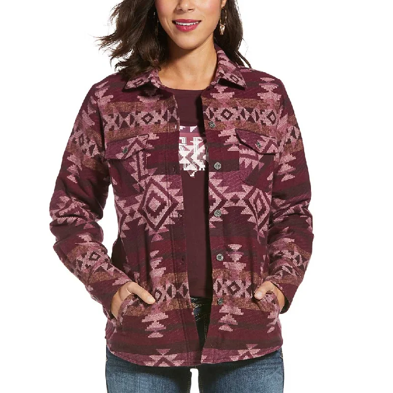 Ariat Women's Shacket Aztec Shirt Jacket Stand-Up Collar Roll-Neck Collar Turtle Neck Ariat Women's Shacket Aztec Shirt Jacket Stand-Up Collar Roll-Neck Collar Turtle Neck