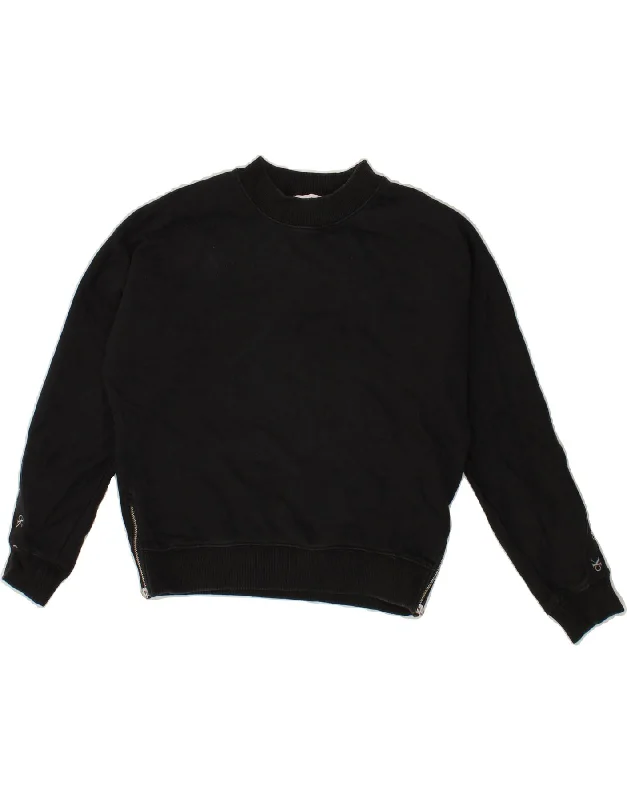CALVIN KLEIN JEANS Girls Graphic Sweatshirt Jumper 11-12 Years Black Hoodie with Lace Feminine Delicate CALVIN KLEIN JEANS Girls Graphic Sweatshirt Jumper 11-12 Years Black Hoodie with Lace Feminine Delicate