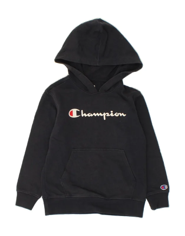CHAMPION Boys Graphic Hoodie Jumper 7-8 Years Small Black Cotton Hoodie with Tied Waist Feminine Flattering CHAMPION Boys Graphic Hoodie Jumper 7-8 Years Small Black Cotton Hoodie with Tied Waist Feminine Flattering
