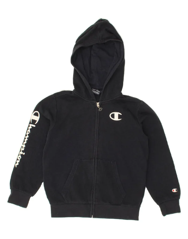 CHAMPION Boys Graphic Zip Hoodie Sweater 7-8 Years Small Navy Blue Hoodie with Side Slits Relaxed Casual CHAMPION Boys Graphic Zip Hoodie Sweater 7-8 Years Small Navy Blue Hoodie with Side Slits Relaxed Casual