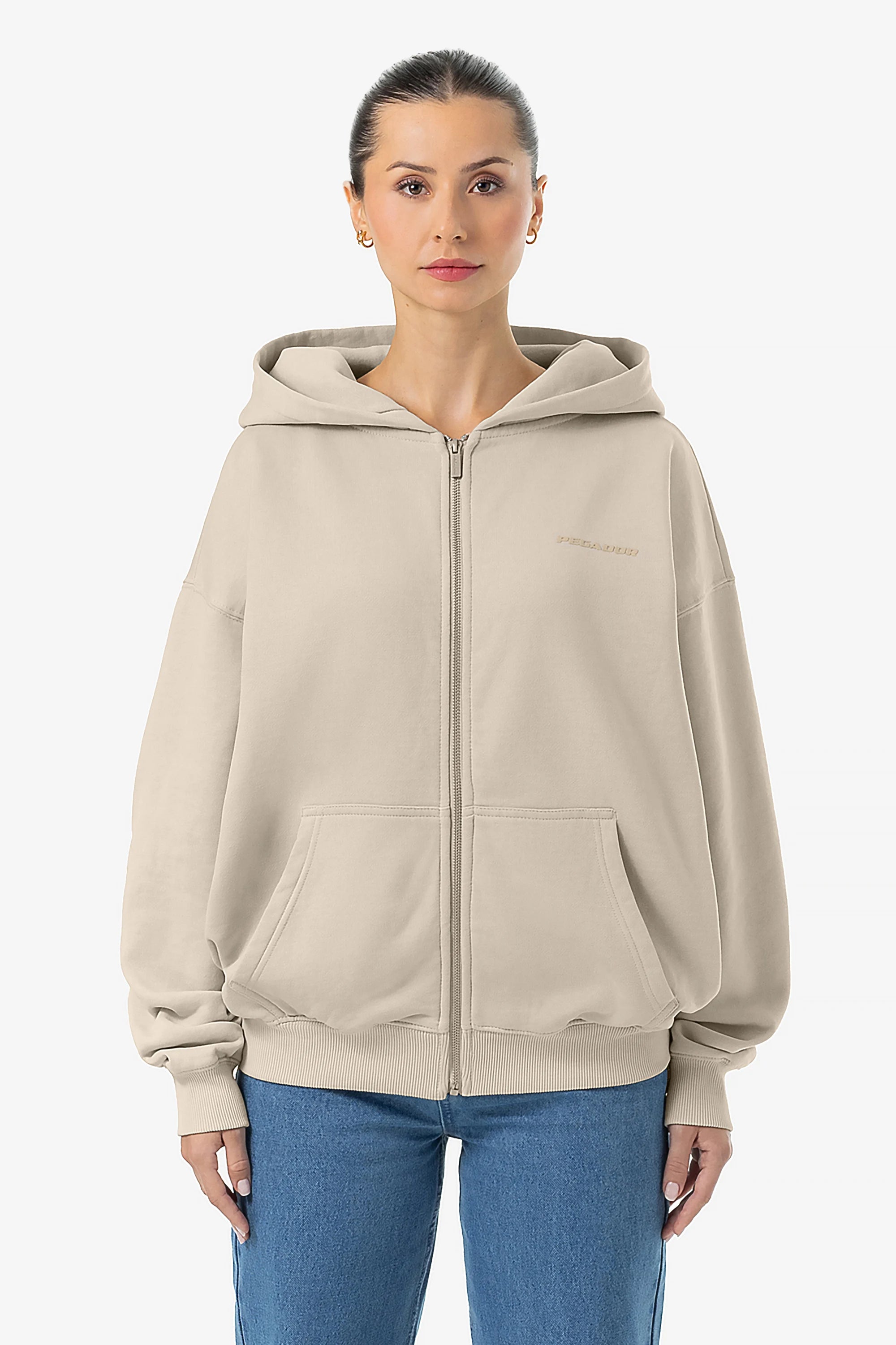 Clarita Oversized Sweat Jacket Washed Light Beige Gum