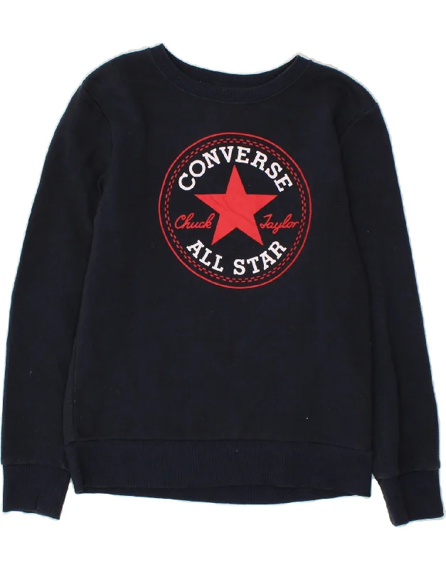 CONVERSE Girls Graphic Sweatshirt Jumper 12-13 Years Large Navy Blue Hoodie with Full-Zip Functional Layering CONVERSE Girls Graphic Sweatshirt Jumper 12-13 Years Large Navy Blue Hoodie with Full-Zip Functional Layering