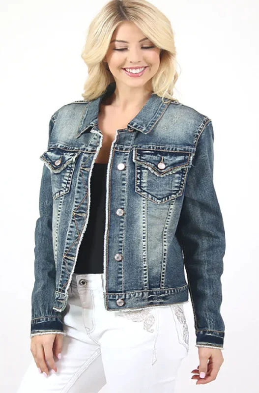 Grace in LA Medium Blue Wash Basic Denim Jacket Fitted Jacket Loose Jacket Oversized Jacket Grace in LA Medium Blue Wash Basic Denim Jacket Fitted Jacket Loose Jacket Oversized Jacket