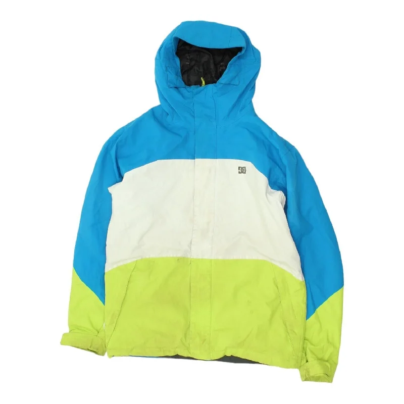 DC Mens Polyester Blue Hooded Jacket | Designer Skatewear Waterproof Hoodie VTG Embroidered Jacket Appliqued Jacket Beaded Jacket DC Mens Polyester Blue Hooded Jacket | Designer Skatewear Waterproof Hoodie VTG Embroidered Jacket Appliqued Jacket Beaded Jacket