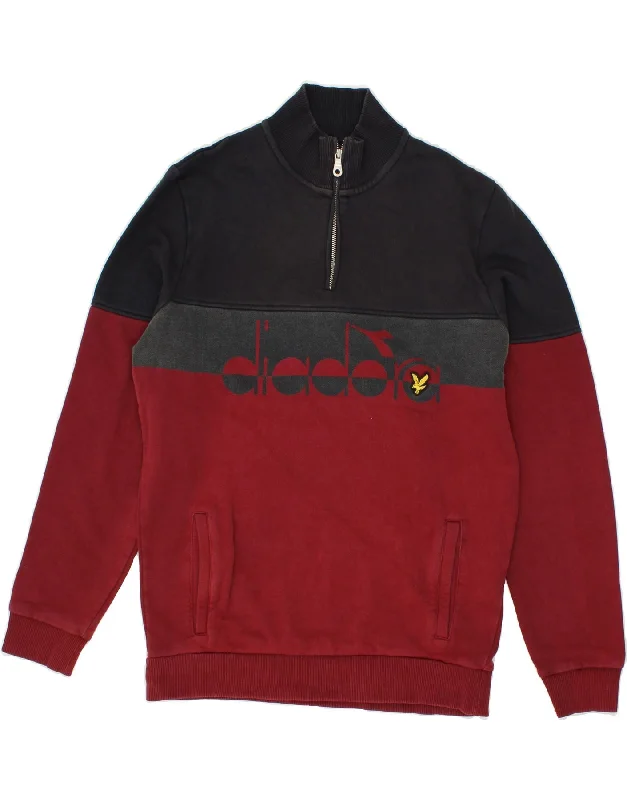 DIADORA Mens Graphic Zip Neck Sweatshirt Jumper Small Red Colourblock Hoodie with Mesh Breathable Sporty DIADORA Mens Graphic Zip Neck Sweatshirt Jumper Small Red Colourblock Hoodie with Mesh Breathable Sporty
