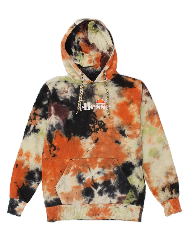 ELLESSE Womens Graphic Hoodie Jumper UK 12 Medium Multicoloured Tie Dye Hoodie with Turtle Neck Cozy Winter ELLESSE Womens Graphic Hoodie Jumper UK 12 Medium Multicoloured Tie Dye Hoodie with Turtle Neck Cozy Winter