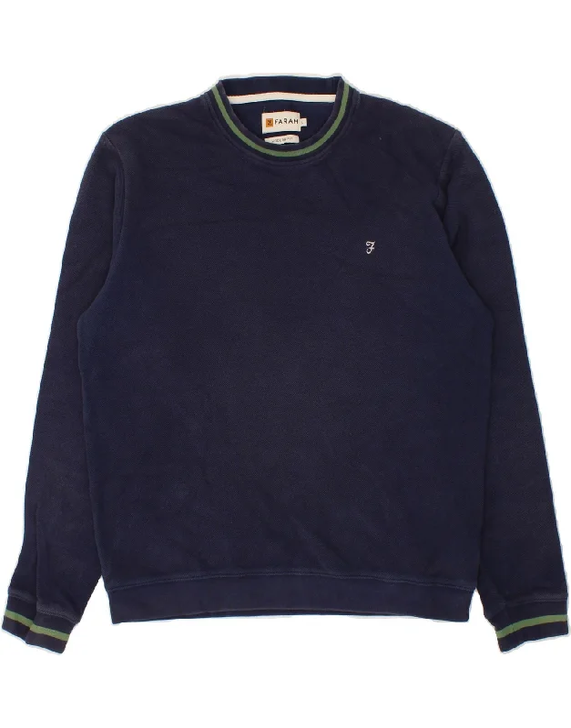 FARAH Mens Modern Fit Sweatshirt Jumper Large Navy Blue Cotton Hoodie with Hem Elastic Stretchable Comfortable FARAH Mens Modern Fit Sweatshirt Jumper Large Navy Blue Cotton Hoodie with Hem Elastic Stretchable Comfortable