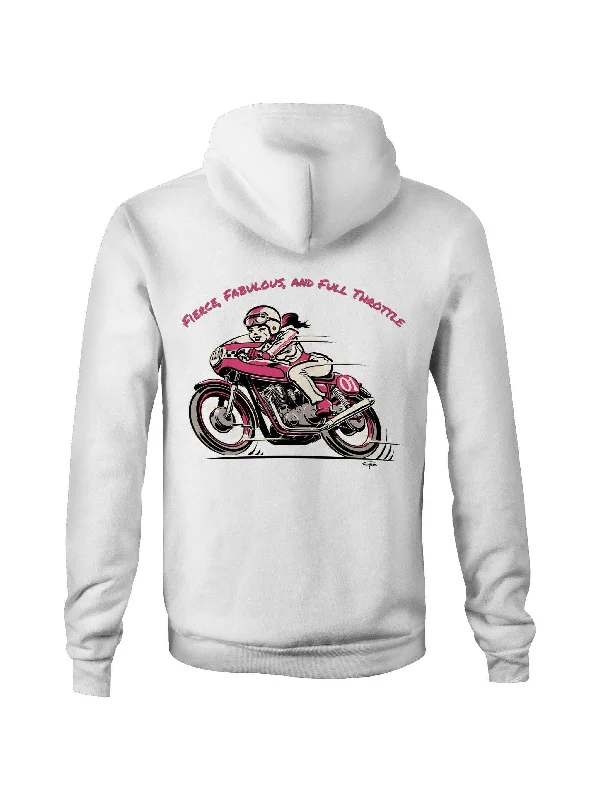Fierce Fabulous and Full Throttle - Fleecy Womens Hoodie Hoodie with Frayed Bohemian Relaxed Fierce Fabulous and Full Throttle - Fleecy Womens Hoodie Hoodie with Frayed Bohemian Relaxed