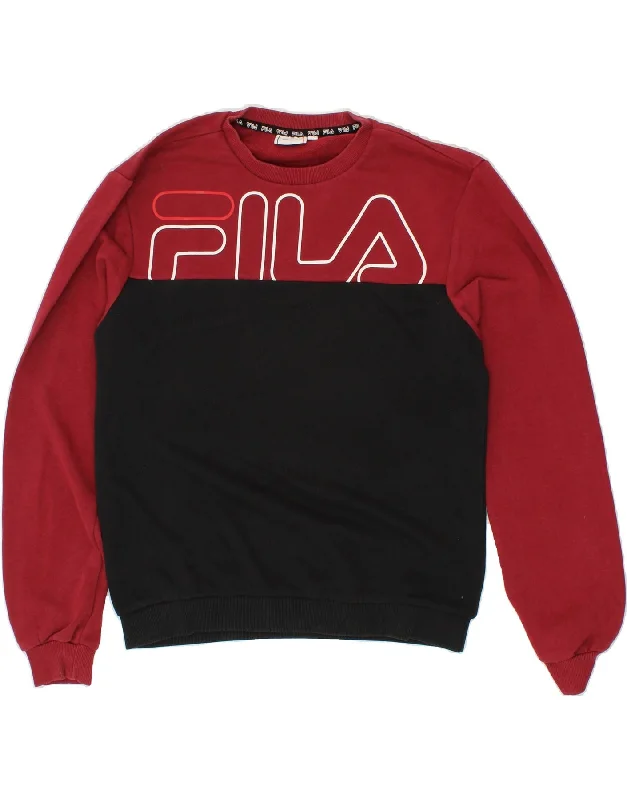 FILA Womens Oversized Graphic Sweatshirt Jumper UK 6 XS Black Colourblock Hoodie with Tie-Dye Psychedelic Retro FILA Womens Oversized Graphic Sweatshirt Jumper UK 6 XS Black Colourblock Hoodie with Tie-Dye Psychedelic Retro