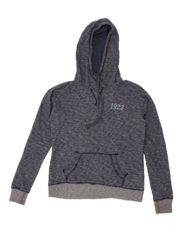 HOLLISTER Womens Graphic Hoodie Jumper UK 10 Small Navy Blue Flecked Hoodie with Crew Neck Simple Timeless HOLLISTER Womens Graphic Hoodie Jumper UK 10 Small Navy Blue Flecked Hoodie with Crew Neck Simple Timeless
