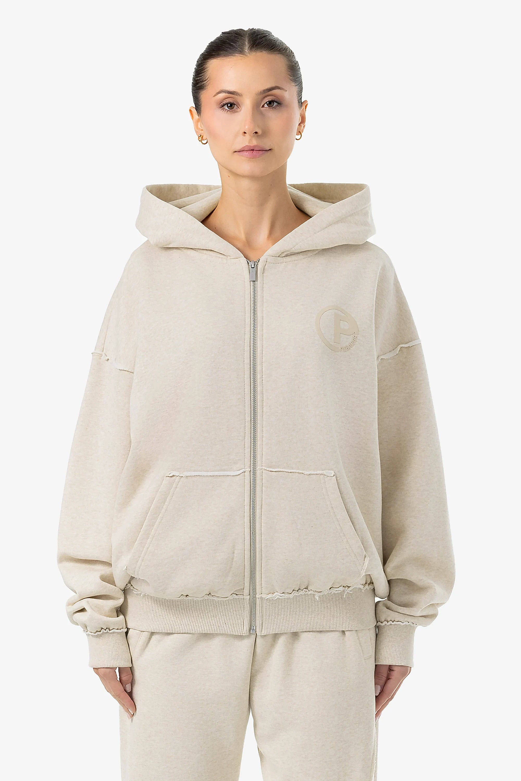 Johanna Oversized Sweat Jacket Light Beige Melange