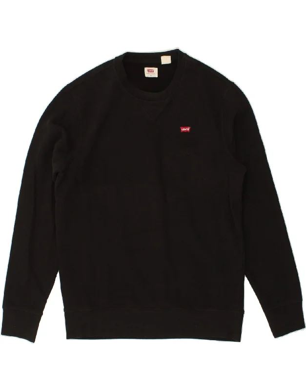 LEVI'S Mens Sweatshirt Jumper Small Black Cotton Hoodie with Mock Neck Collared Structured LEVI'S Mens Sweatshirt Jumper Small Black Cotton Hoodie with Mock Neck Collared Structured