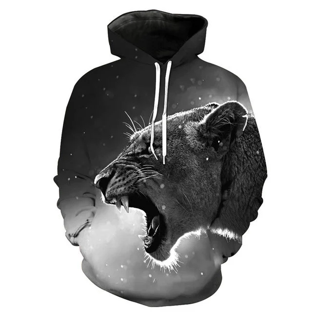 Lioness Hoodie Hoodie with Snap Buttons Easy Quick