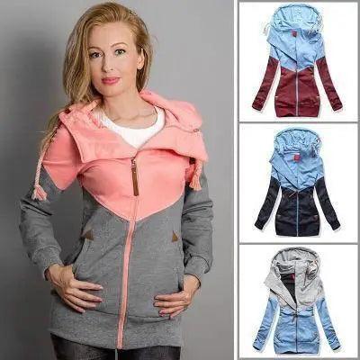 Double Zip Colorblock Hooded Long Sleeve Plus Velvet Jacket Satin Jacket Silk Jacket Chiffon Jacket Double Zip Colorblock Hooded Long Sleeve Plus Velvet Jacket Satin Jacket Silk Jacket Chiffon Jacket
