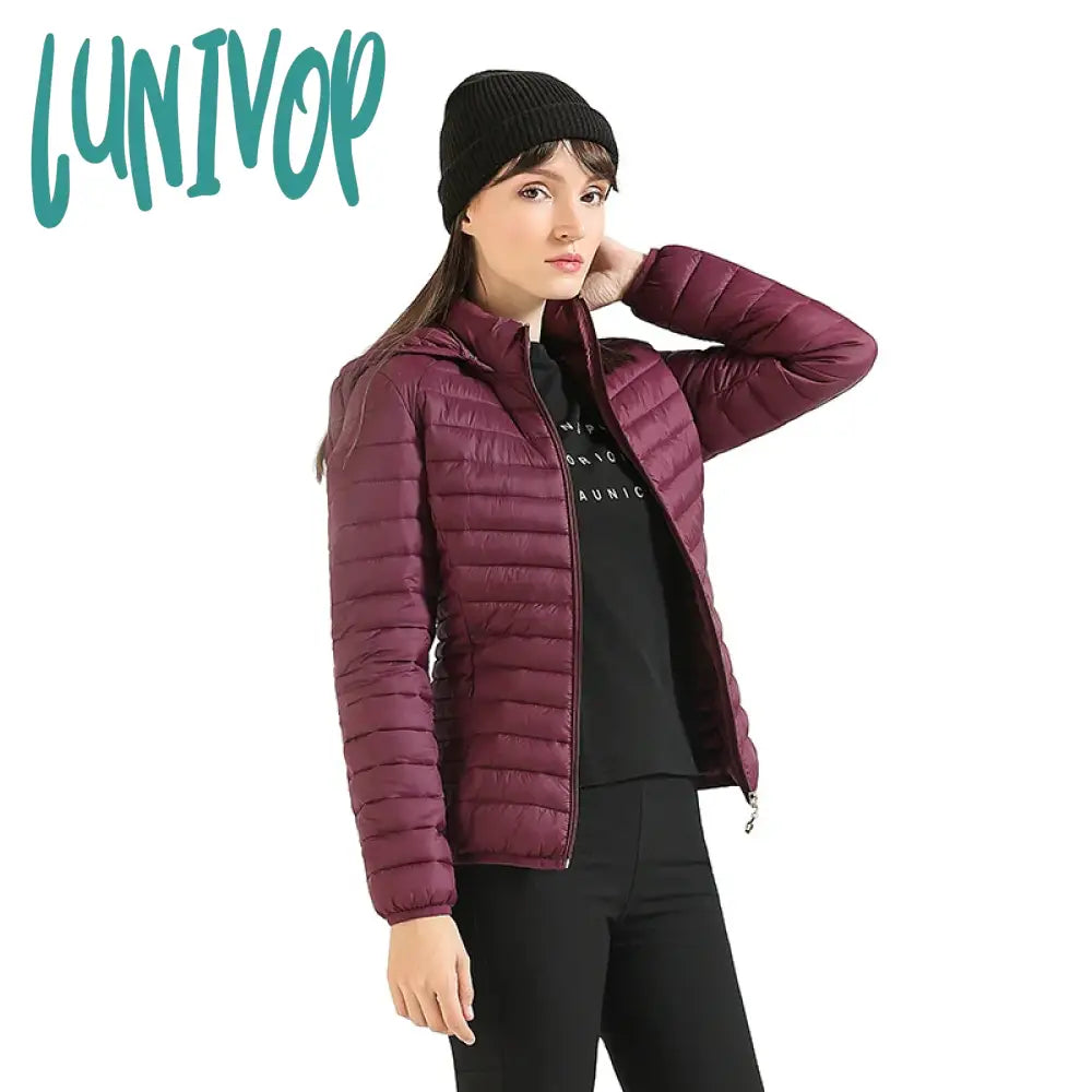 Lunivop Winter Parka Ultralight Padded Puffer Jacket for Women Coat with Hood Outdoor Warm Lightweight Outwear with Storage Bag Coat