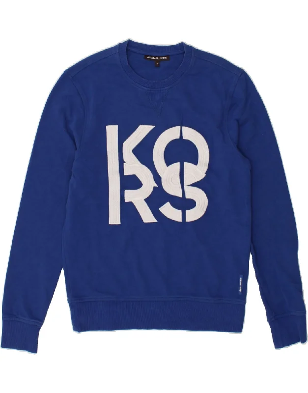 MICHAEL KORS Mens Graphic Sweatshirt Jumper Medium Blue Cotton