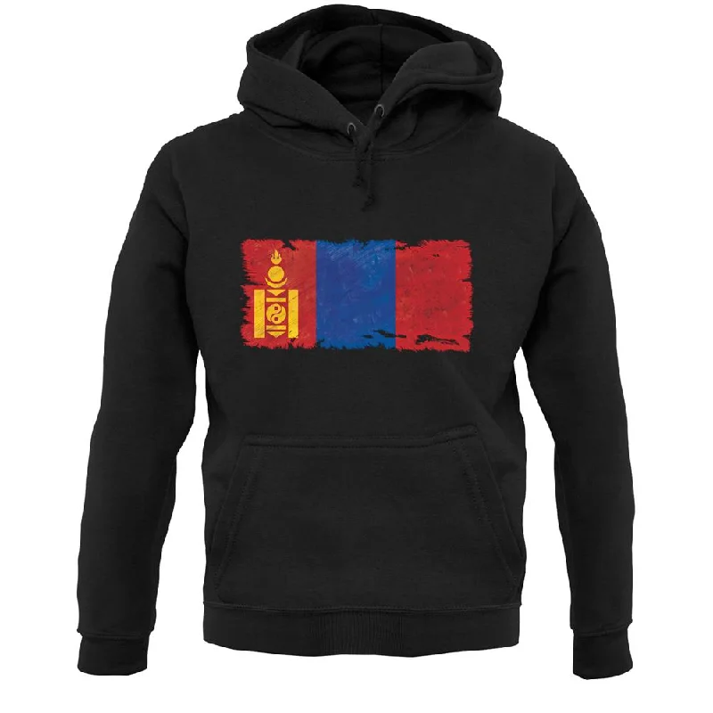 Mongolia Grunge Style Flag Unisex Hoodie