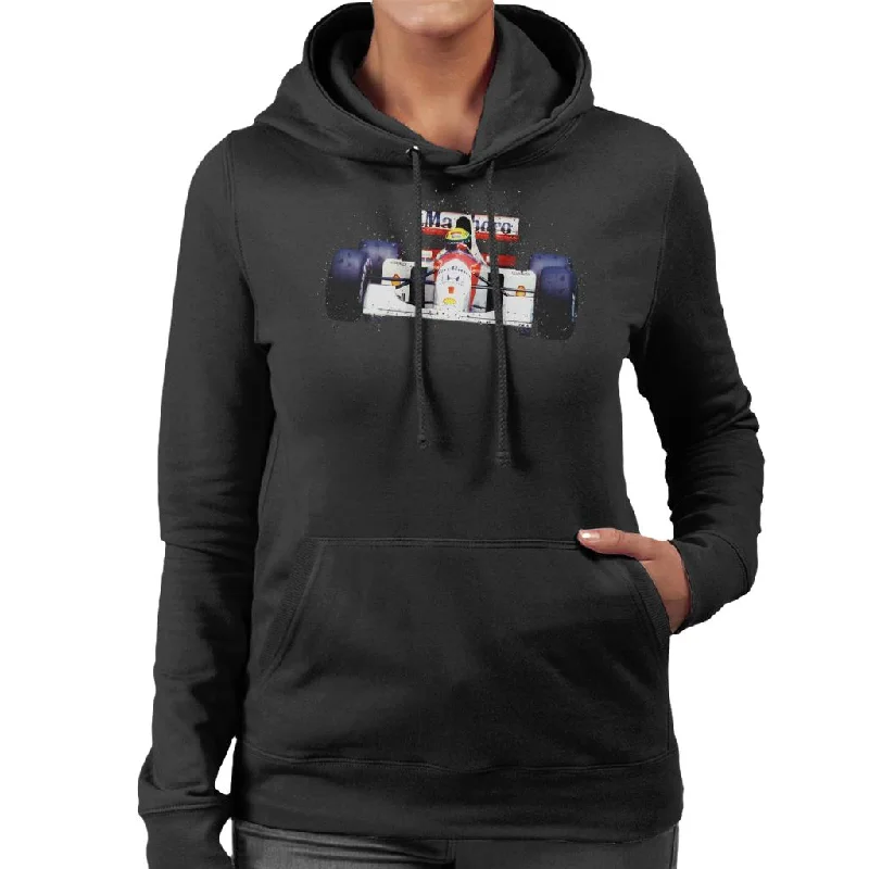 Motorsport Images Ayrton Senna 1992 Mclaren Monaco Women's Hooded Sweatshirt Hoodie with Contrast Stitching Detailed Premium Motorsport Images Ayrton Senna 1992 Mclaren Monaco Women's Hooded Sweatshirt Hoodie with Contrast Stitching Detailed Premium
