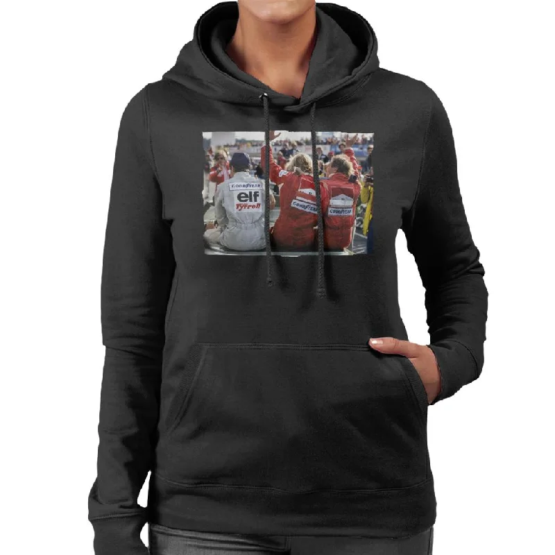 Motorsport Images Jody Scheckter James Hunt & Jochen Mass Women's Hooded Sweatshirt