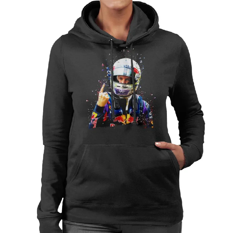 Motorsport Images Sebastian Vettel Interlagos 2013 Women's Hooded Sweatshirt Hoodie with Exposed Zipper Edgy Industrial Motorsport Images Sebastian Vettel Interlagos 2013 Women's Hooded Sweatshirt Hoodie with Exposed Zipper Edgy Industrial