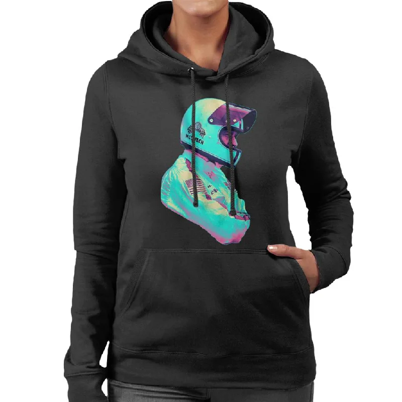 Motorsport Images Steve McQueen Talks To Pete Revson Women's Hooded Sweatshirt Hoodie with Typography Text Message Motorsport Images Steve McQueen Talks To Pete Revson Women's Hooded Sweatshirt Hoodie with Typography Text Message