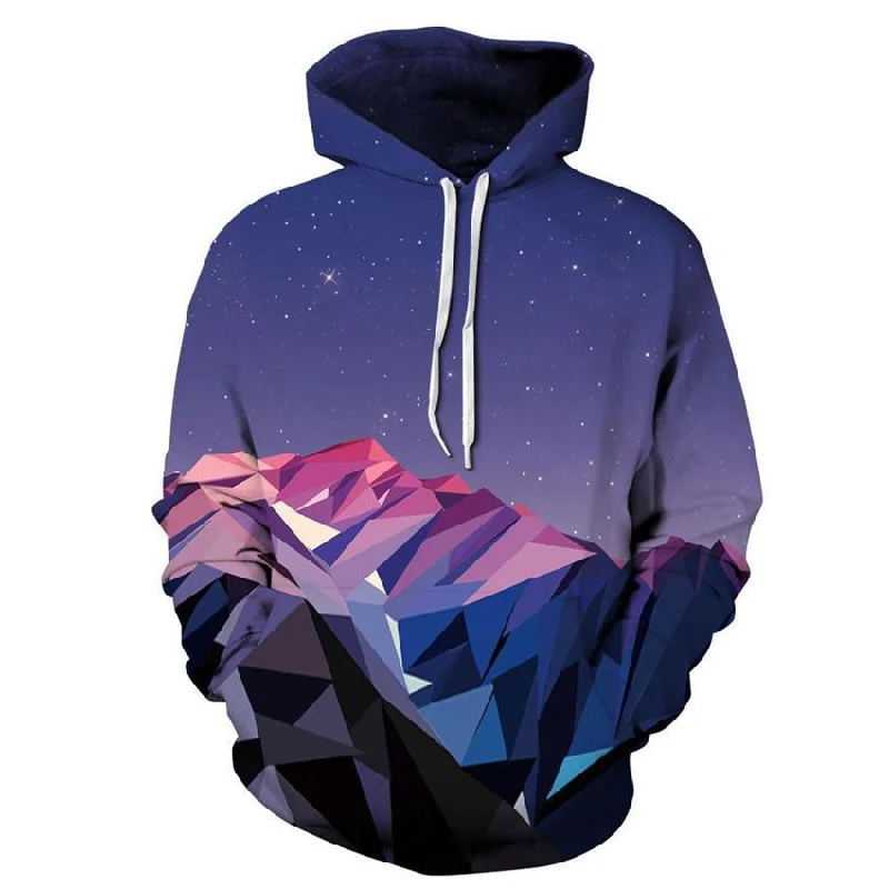 Mountain Geometry Hoodie Hoodie with Crew Neck Simple Timeless