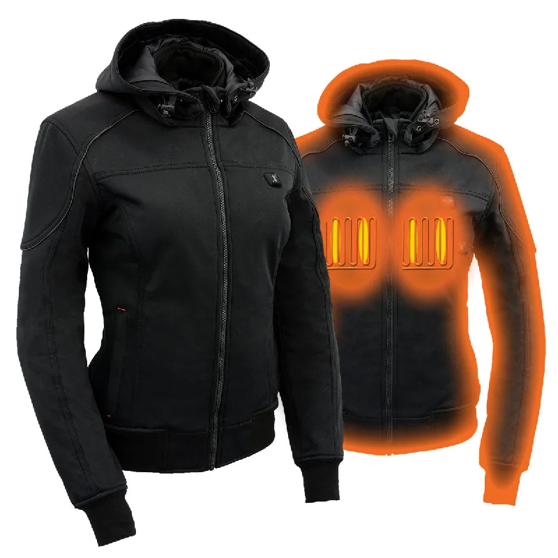 Nexgen Heat NXL2761SET Women’s Black 'Igniter' Heated Soft Shell Hooded Jacket (Rechargeable 10000mAh Battery Pack Included) Boat Neck Shawl Collar Notched Collar Nexgen Heat NXL2761SET Women’s Black 'Igniter' Heated Soft Shell Hooded Jacket (Rechargeable 10000mAh Battery Pack Included) Boat Neck Shawl Collar Notched Collar