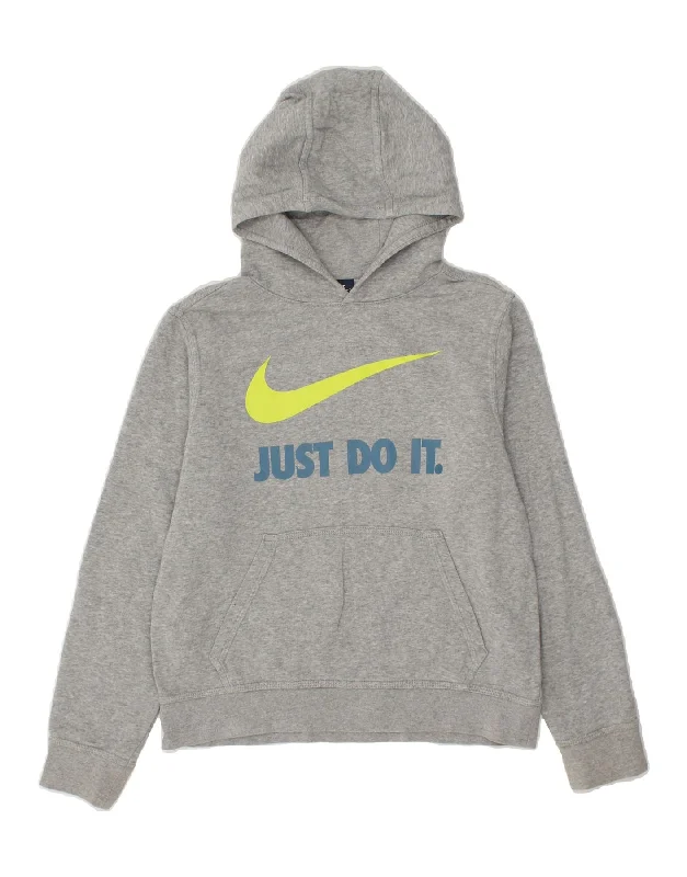 NIKE Boys Graphic Hoodie Jumper 12-13 Years Large Grey Cotton Hoodie with Frayed Bohemian Relaxed NIKE Boys Graphic Hoodie Jumper 12-13 Years Large Grey Cotton Hoodie with Frayed Bohemian Relaxed
