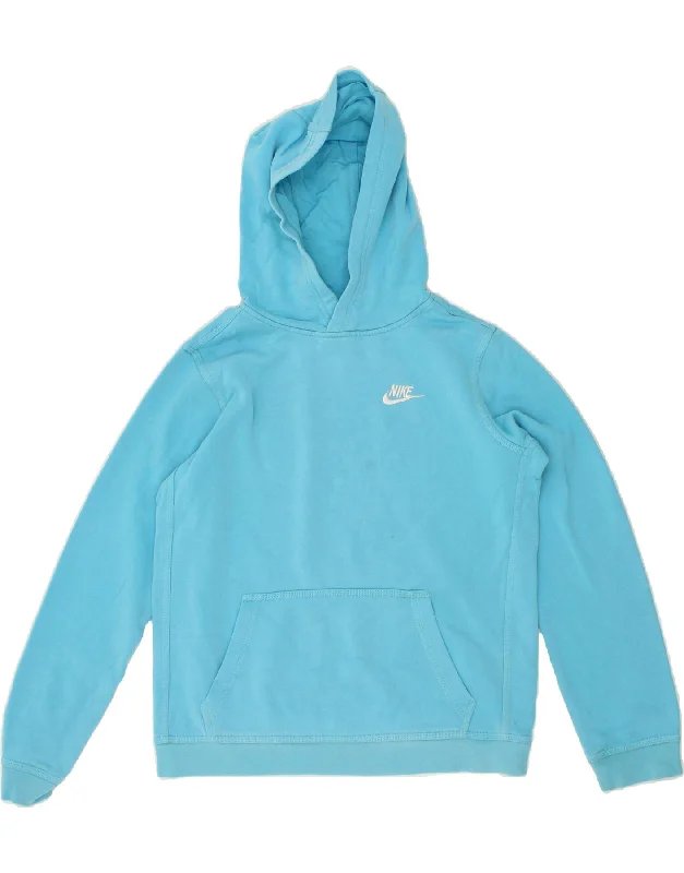 NIKE Boys Hoodie Jumper 13-14 Years XL Blue Cotton Hoodie with Exposed Zipper Edgy Industrial NIKE Boys Hoodie Jumper 13-14 Years XL Blue Cotton Hoodie with Exposed Zipper Edgy Industrial