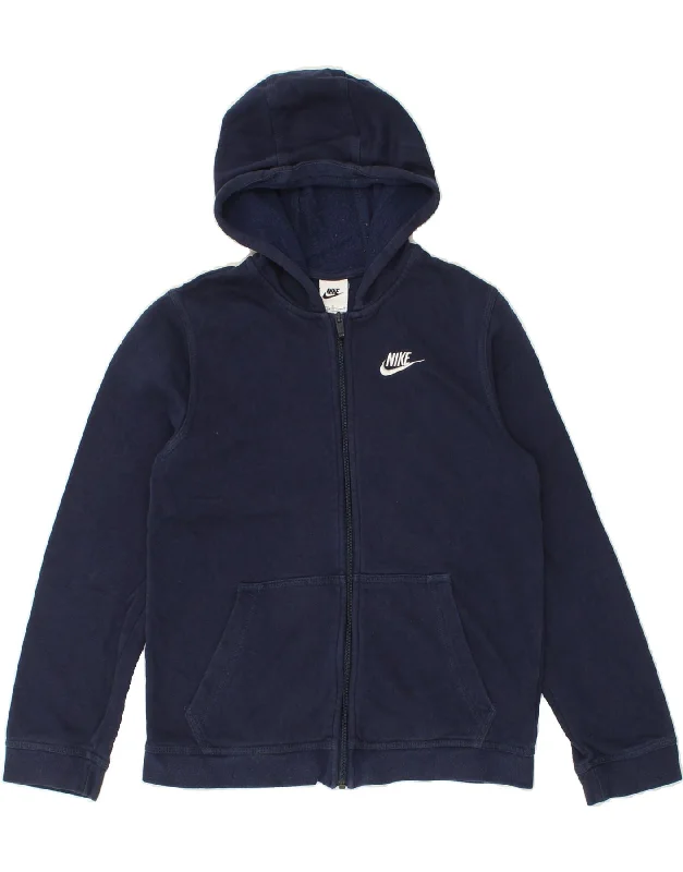 NIKE Boys Zip Hoodie Sweater 12-13 Years Large Navy Blue Cotton Hoodie with Elastic Waist Stretchable Comfortable NIKE Boys Zip Hoodie Sweater 12-13 Years Large Navy Blue Cotton Hoodie with Elastic Waist Stretchable Comfortable