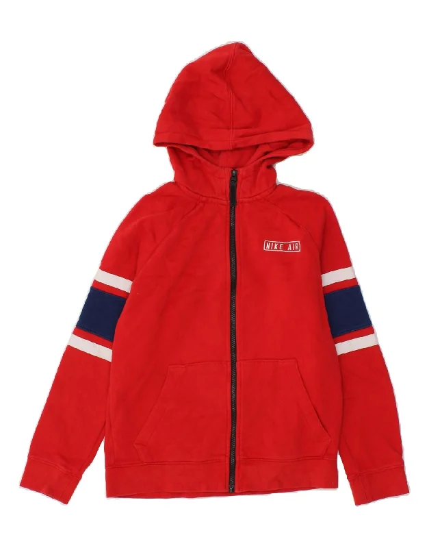 NIKE Boys Zip Hoodie Sweater 12-13 Years Large Red Colourblock Cotton Hoodie with Longline Fit Extended Stylish NIKE Boys Zip Hoodie Sweater 12-13 Years Large Red Colourblock Cotton Hoodie with Longline Fit Extended Stylish