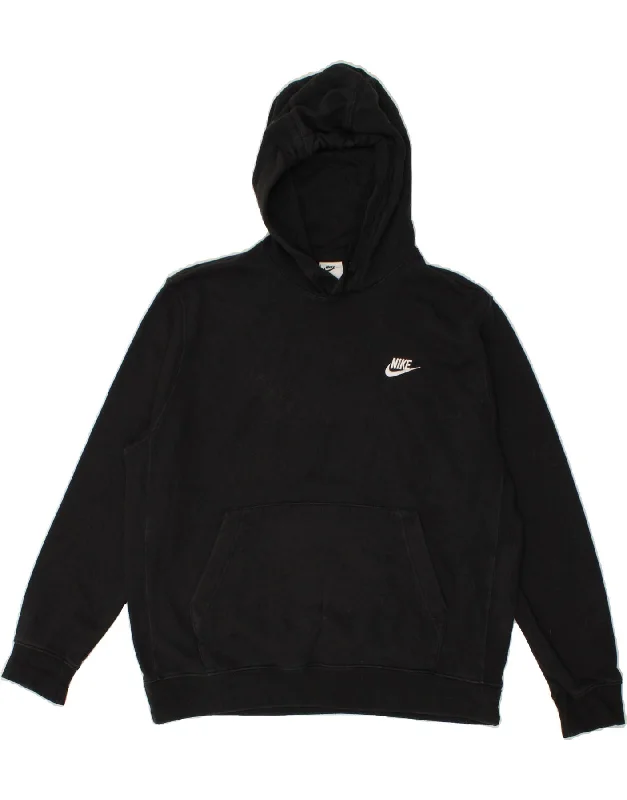 NIKE Mens Hoodie Jumper Large Black Cotton