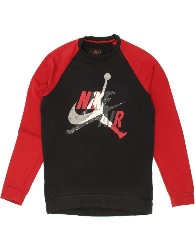 NIKE Mens Jordan Graphic Sweatshirt Jumper Medium Black Colourblock Cotton Hoodie with Drawcord Adjustable Secure NIKE Mens Jordan Graphic Sweatshirt Jumper Medium Black Colourblock Cotton Hoodie with Drawcord Adjustable Secure