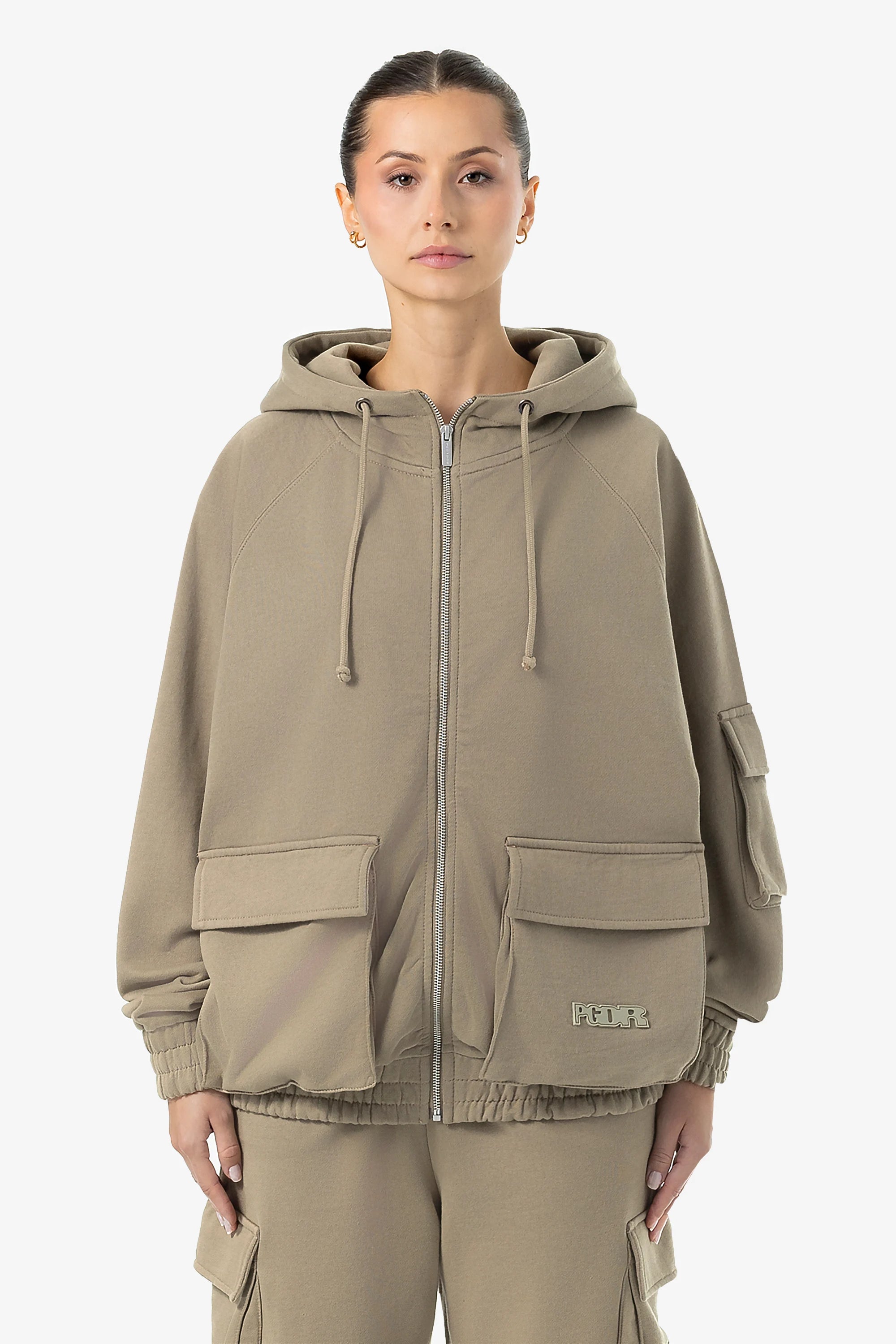 Nona Oversized Sweat Jacket Washed Desert Taupe