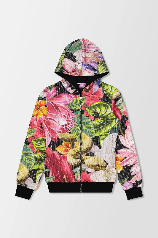 Philipp Plein Black Flowers Hoodie Sweatjacket Nylon Fabric Polyester Fabric Spandex Fabric Philipp Plein Black Flowers Hoodie Sweatjacket Nylon Fabric Polyester Fabric Spandex Fabric