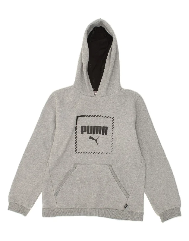 PUMA Boys Graphic Hoodie Jumper 13-14 Years Grey Cotton Hoodie with Drawcord Adjustable Secure PUMA Boys Graphic Hoodie Jumper 13-14 Years Grey Cotton Hoodie with Drawcord Adjustable Secure